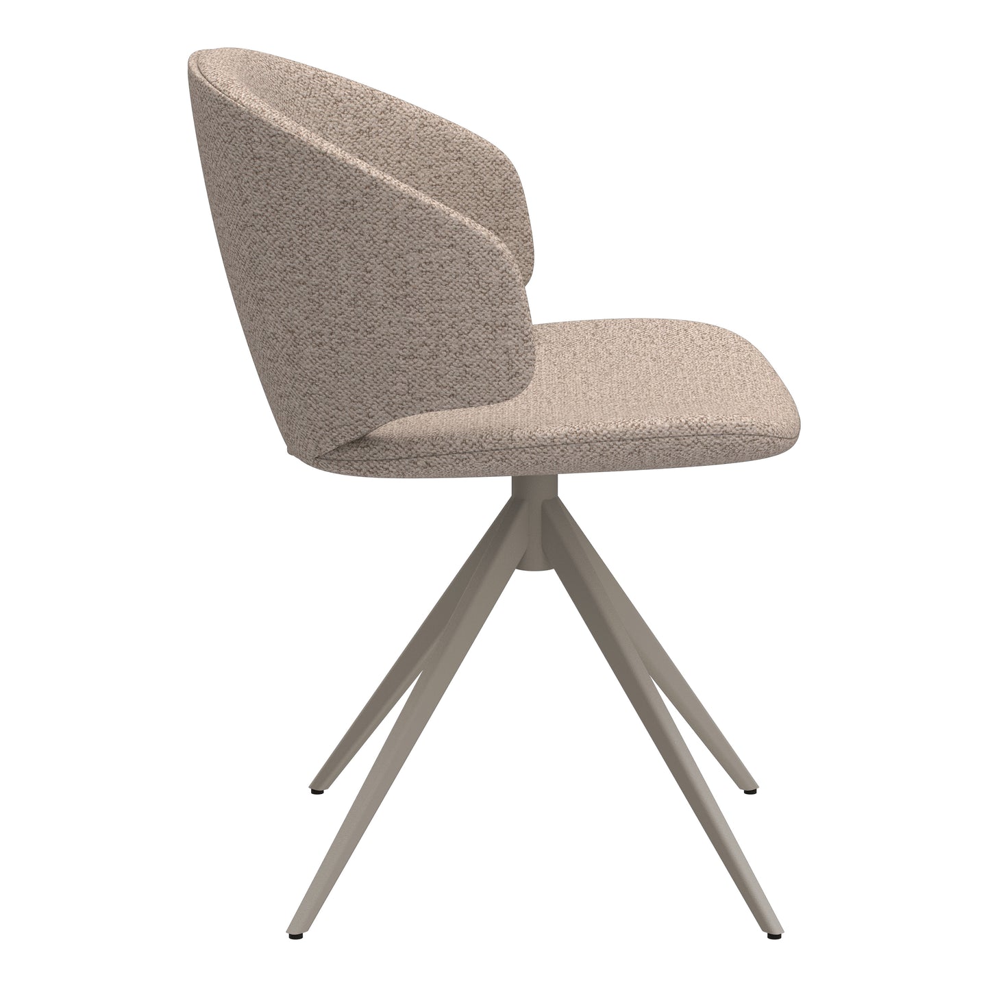 Dining furniture set includes Soli Round Table in Oak/Grey and 4 Ella Swivel Beige Dining Chair
