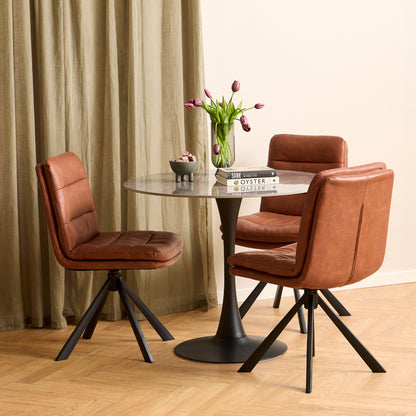 Dean Brandy PU Swivel Dining Chair Set of 2