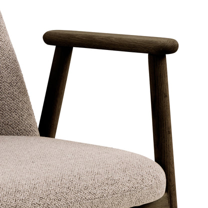 Elm Dining Chairs With Armrest in Beige Fabric Set of 2