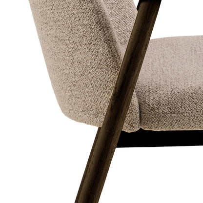 Elm Dining Chairs With Armrest in Beige Fabric Set of 2