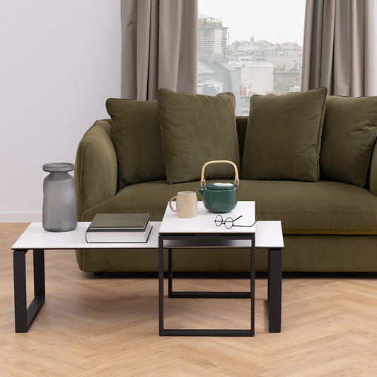 Element Coffee Table Set with White Ceramic Top