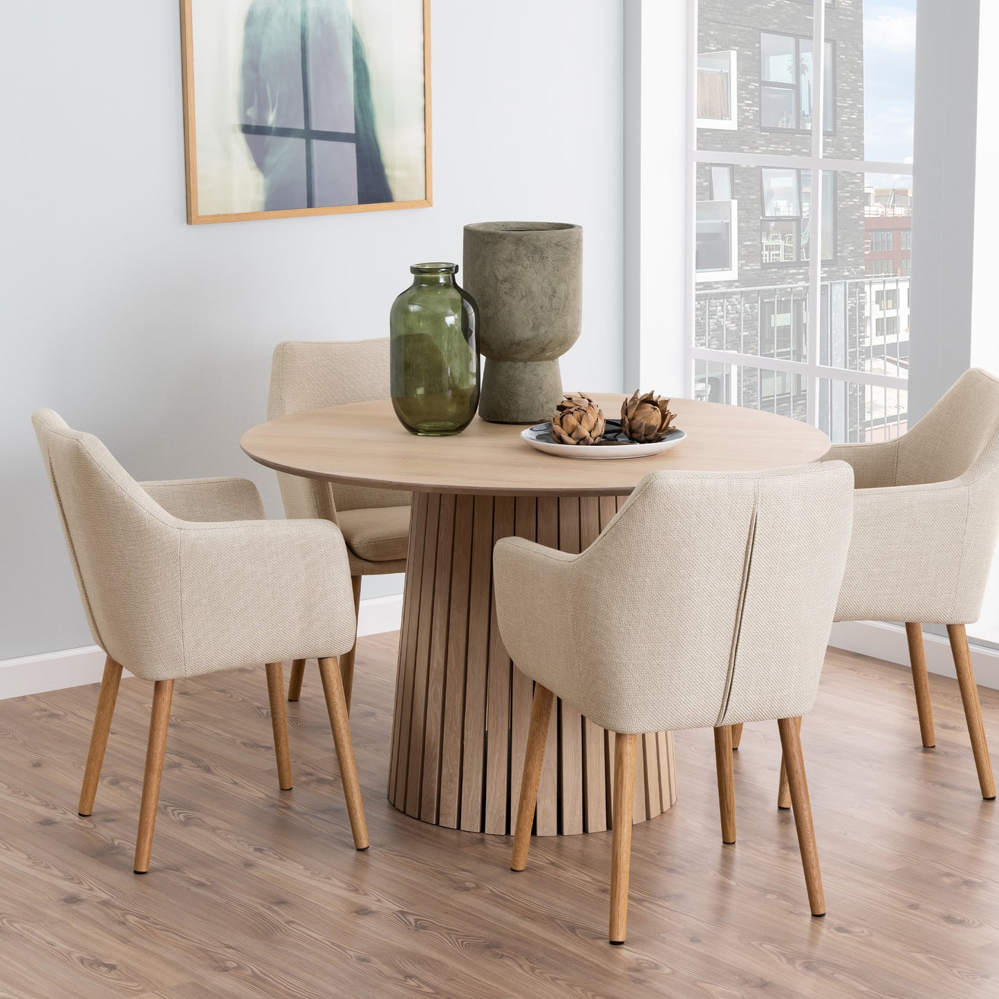 Corven Round Dining Table in White Oak 120x75cm