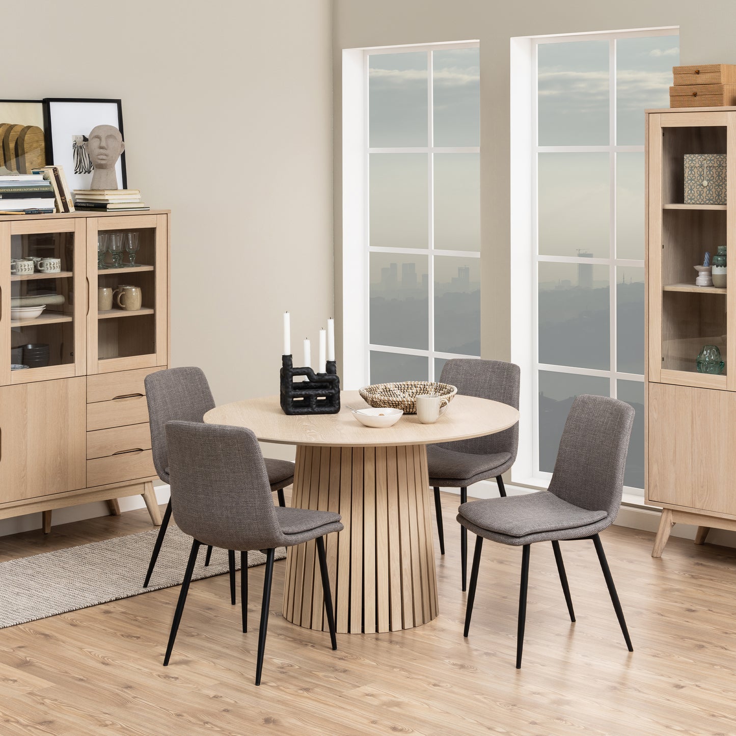 Corven Round Dining Table in White Oak 120x75cm