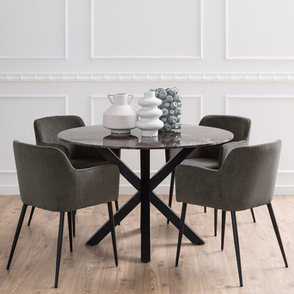 Meridian Dining Table with Brown Polished Marble Top