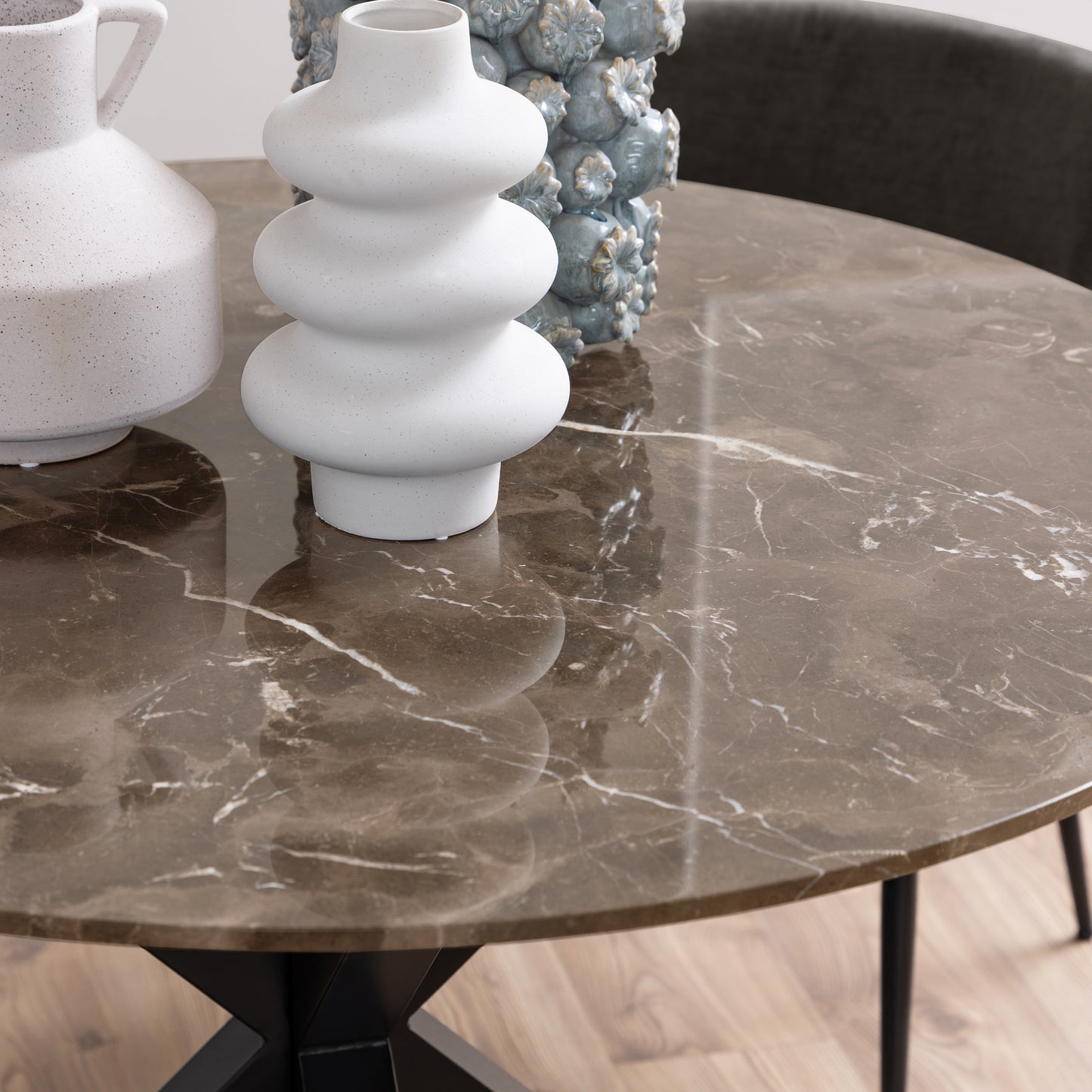 Meridian Dining Table with Brown Polished Marble Top