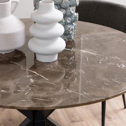 Meridian Dining Table with Brown Polished Marble Top