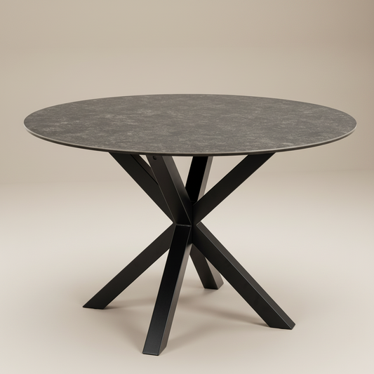 Meridian Round Dining Table with Ceramic Black Top