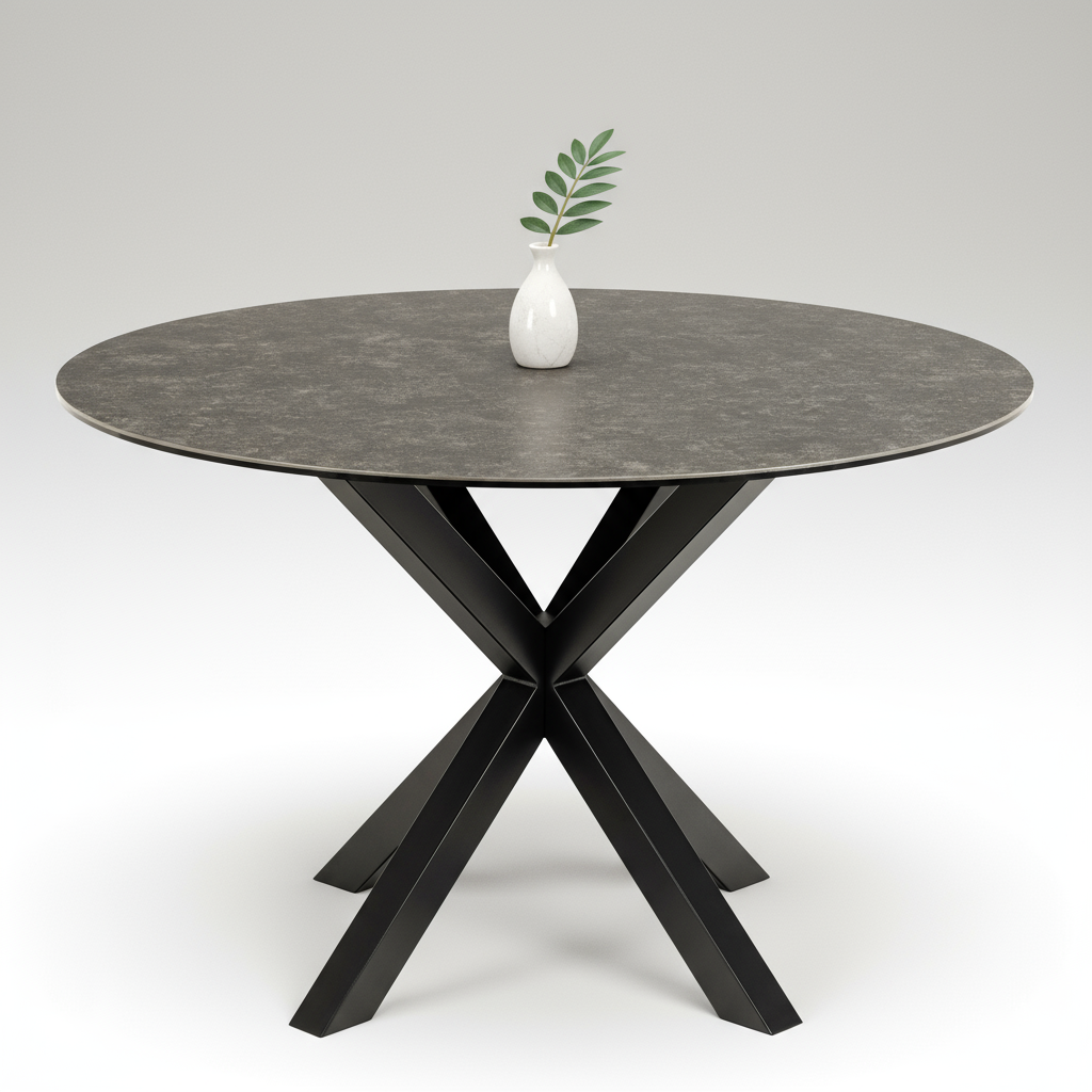 Meridian Round Dining Table with Ceramic Black Top