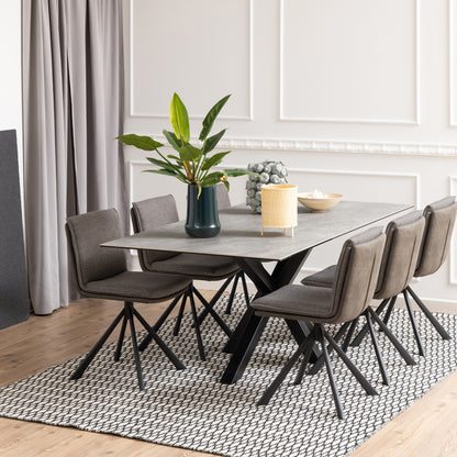 Meridian Dining Table with Ceramic Grey Top 200x100cm