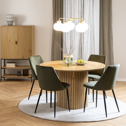 Lasse Dining Table Set includes 4 Dining Chairs in Olive Green