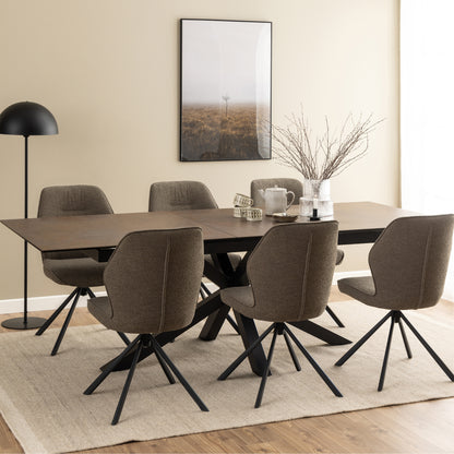 Meridian Extendable Dining Table with Ceramic Rusty Top 200–240cm