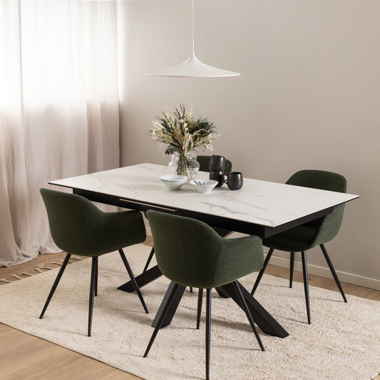 Meridian Extendable Dining Table with Ceramic White Top 168–210cm