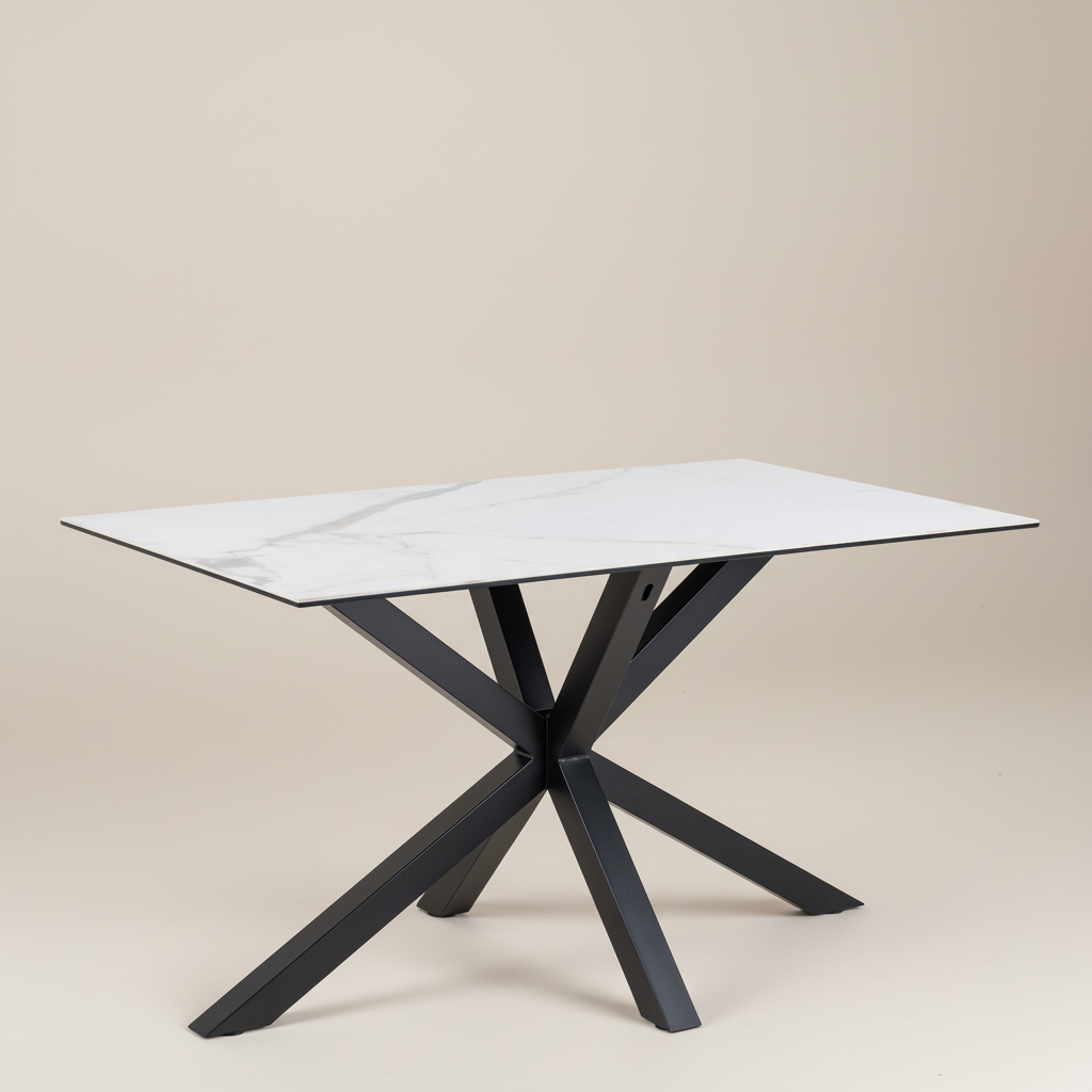Meridian Dining Table with Ceramic White Top 135x80cm
