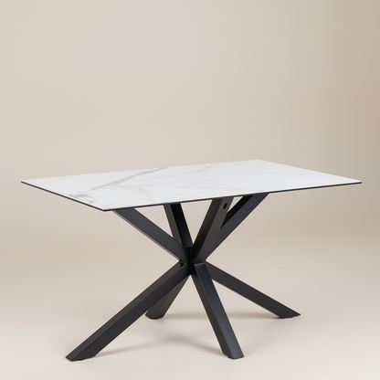 Meridian Dining Table with Ceramic White Top 135x80cm