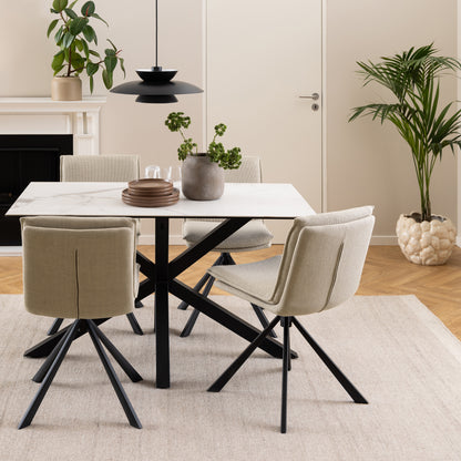 Meridian Dining Table with Ceramic White Top 135x80cm
