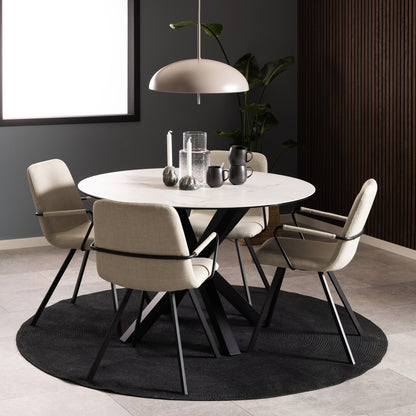 Meridian Round Dining Table with Ceramic White Top