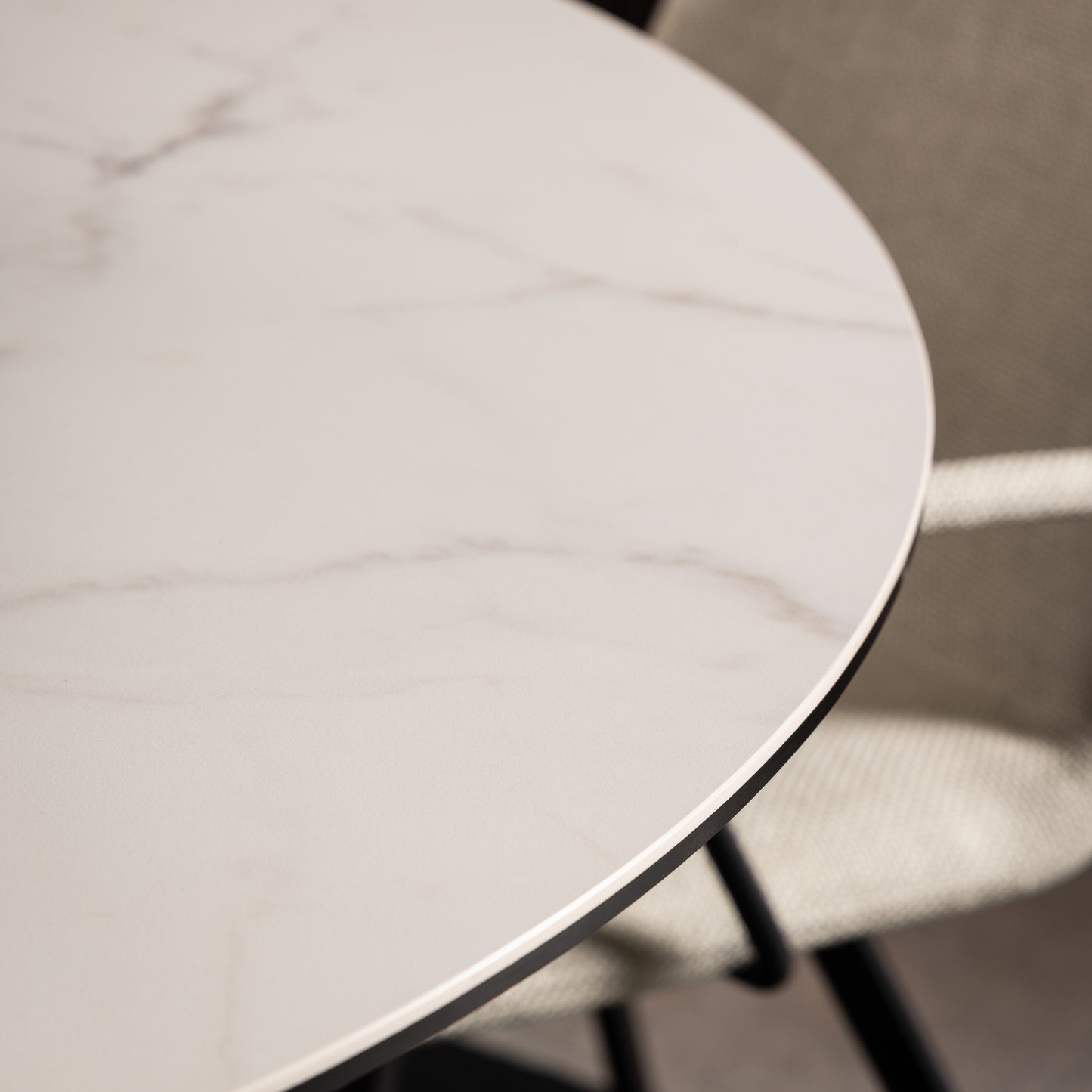 Meridian Round Dining Table with Ceramic White Top