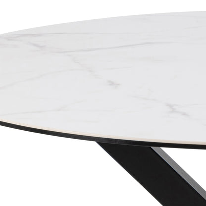 Meridian Round Dining Table with Ceramic White Top