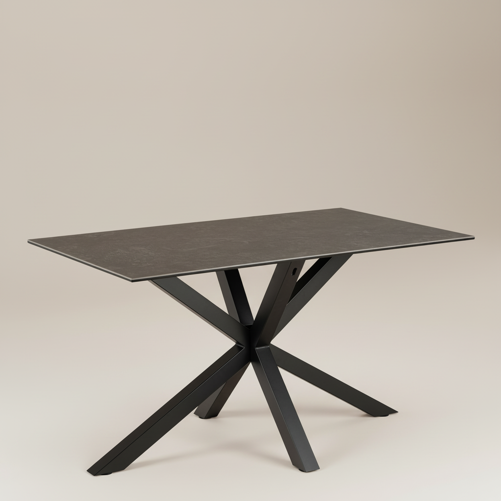 Meridian Dining Table with Ceramic Black Top 135x80cm