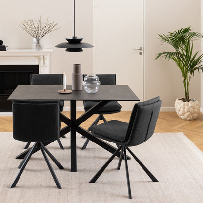Meridian Dining Table with Ceramic Black Top 135x80cm