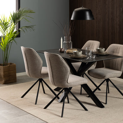 Meridian Dining Table with Ceramic Black Top 135x80cm