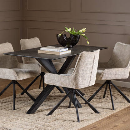 Meridian Dining Table with Ceramic Black Top 135x80cm