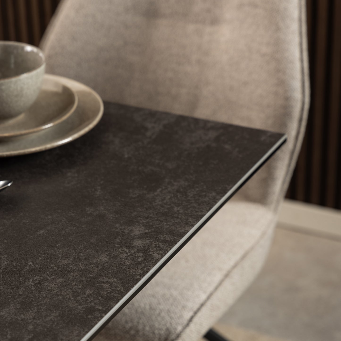 Meridian Dining Table with Ceramic Black Top 135x80cm