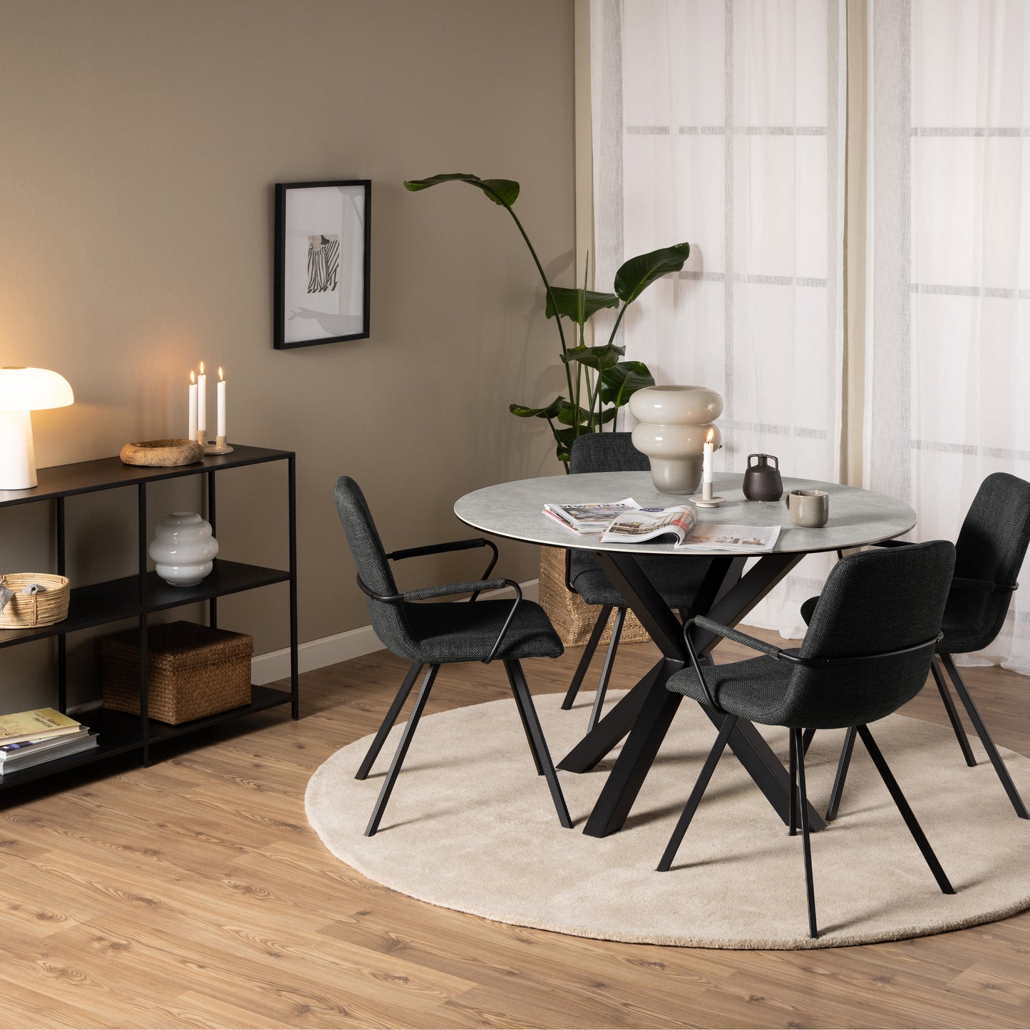 Meridian Round Dining Table with Ceramic Grey Top