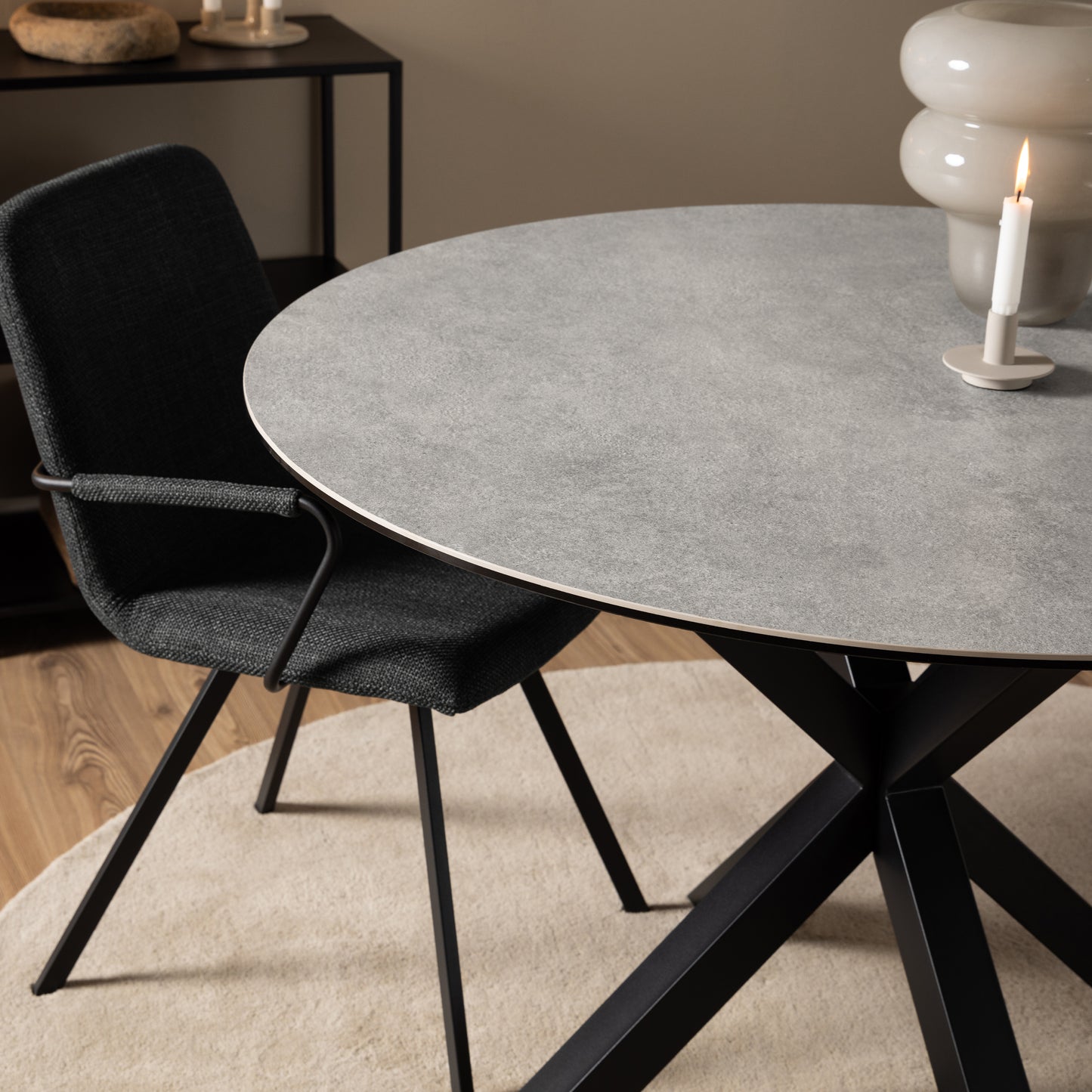 Meridian Round Dining Table with Ceramic Grey Top