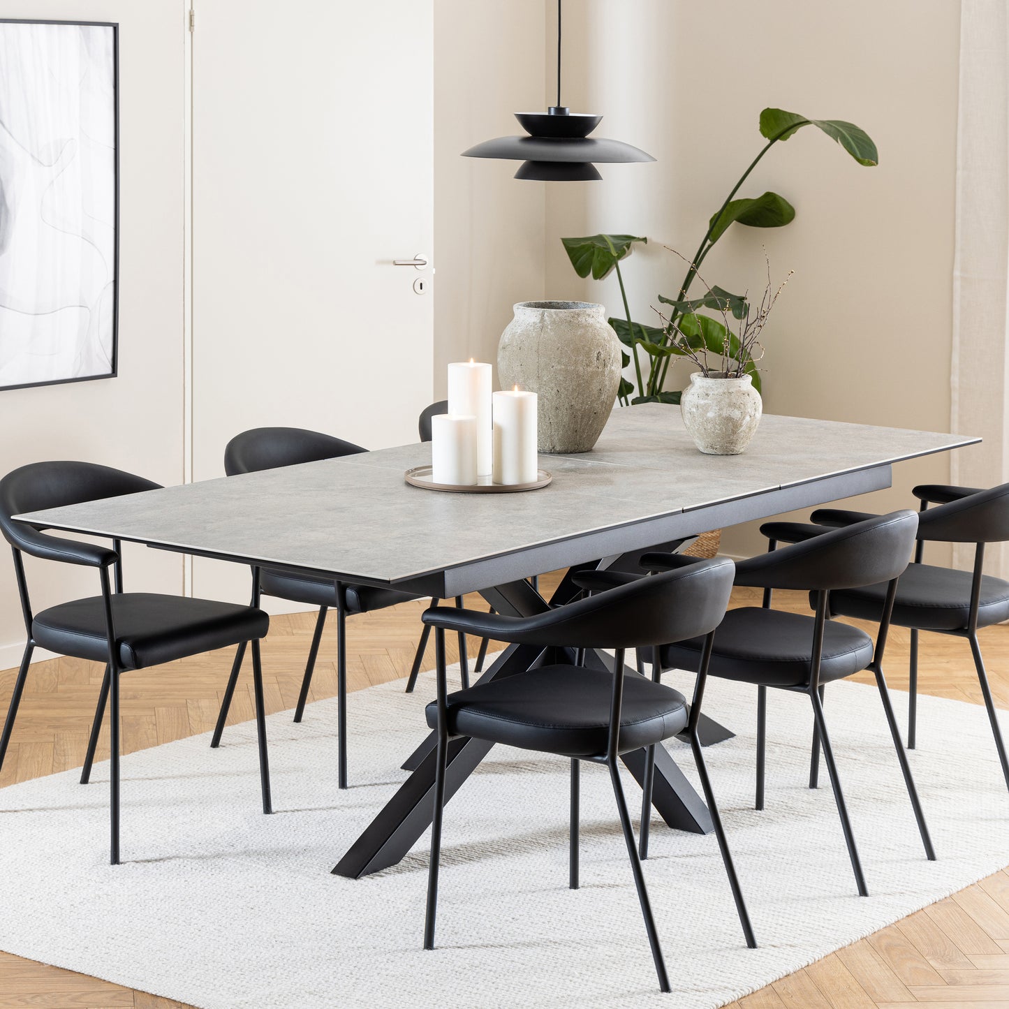 Meridian Extendable Dining Table with Ceramic Grey Top 200–240cm