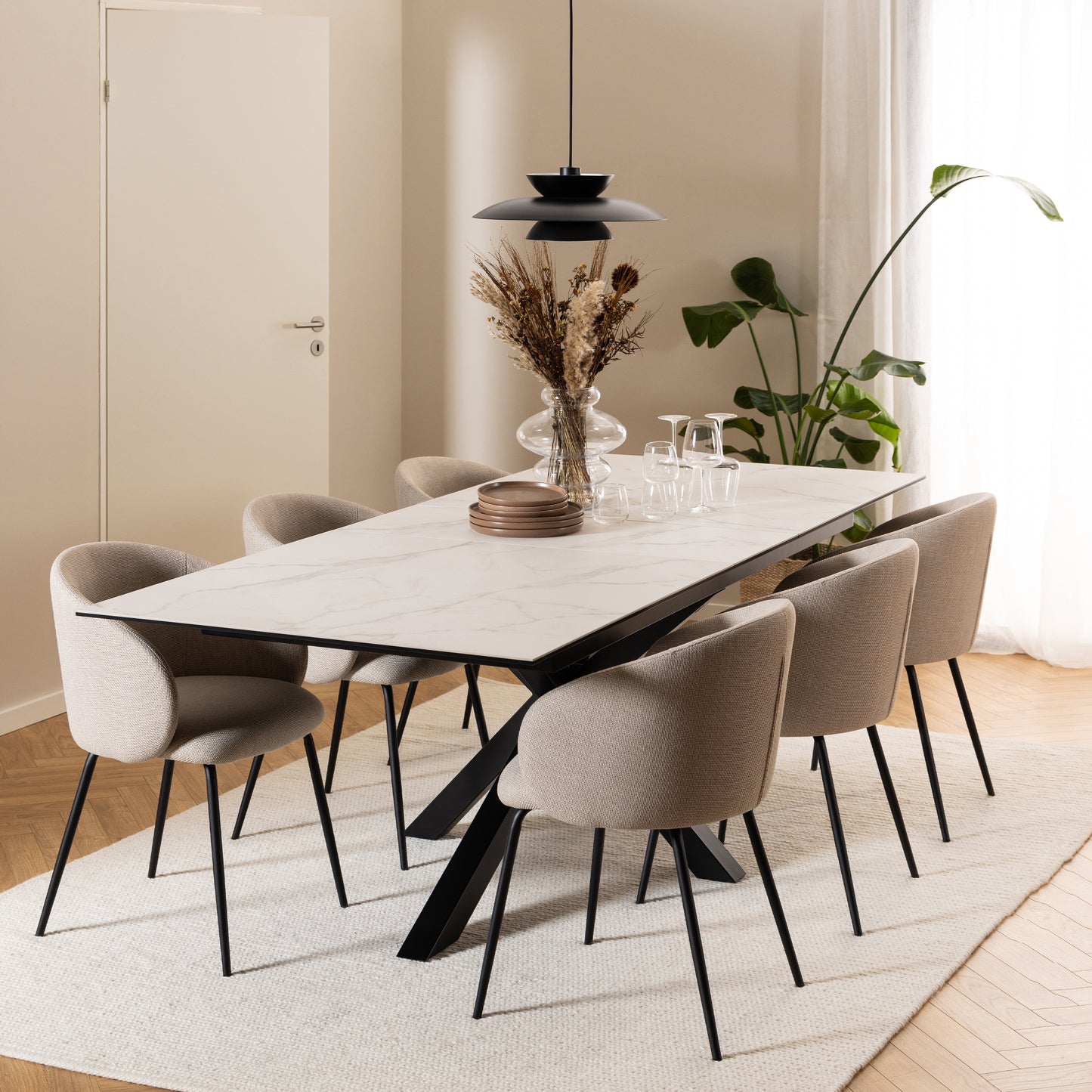Meridian Extendable Dining Table with Ceramic White Top 200-240cm