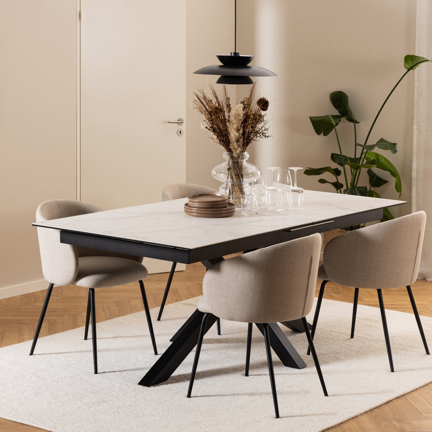Meridian Extendable Dining Table with Ceramic White Top 200-240cm