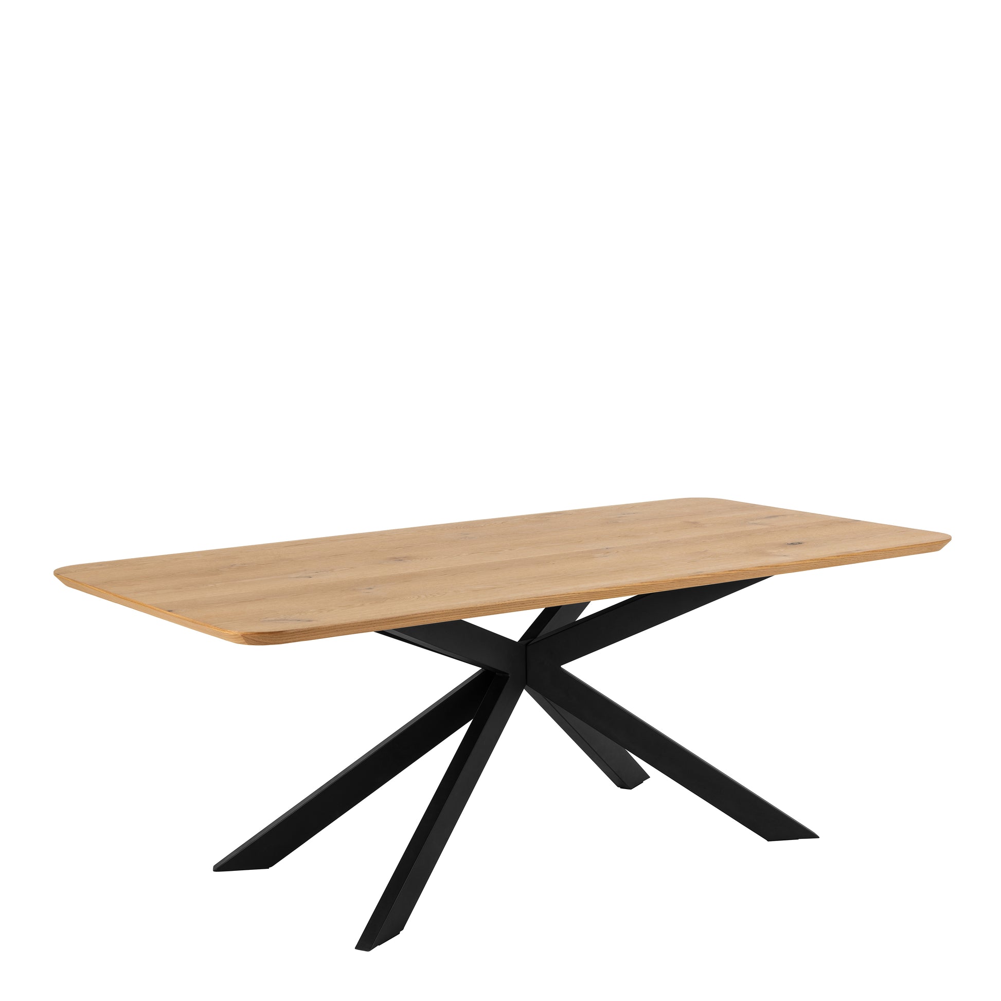Oak dining table with black metal legs 