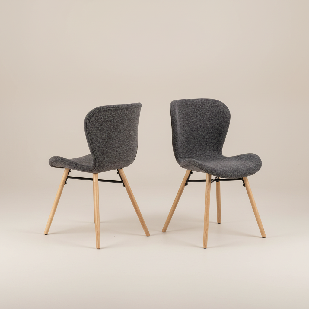 Batilda Dining Chairs with Grey Fabric and Oak Set of 2