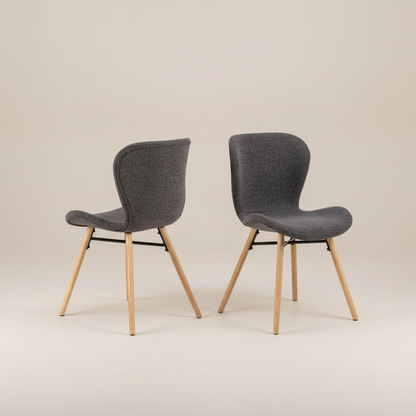 Batilda Dining Chairs with Grey Fabric and Oak Set of 2