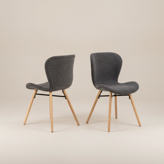 Batilda Dining Chairs with Grey Fabric and Oak Set of 2