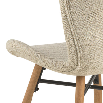 Batilda Dining Chairs in Cream Fabric and Oak Set of 2