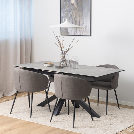 Heaven Extendable Dining Table with Ceramic Grey Top 168–210cm