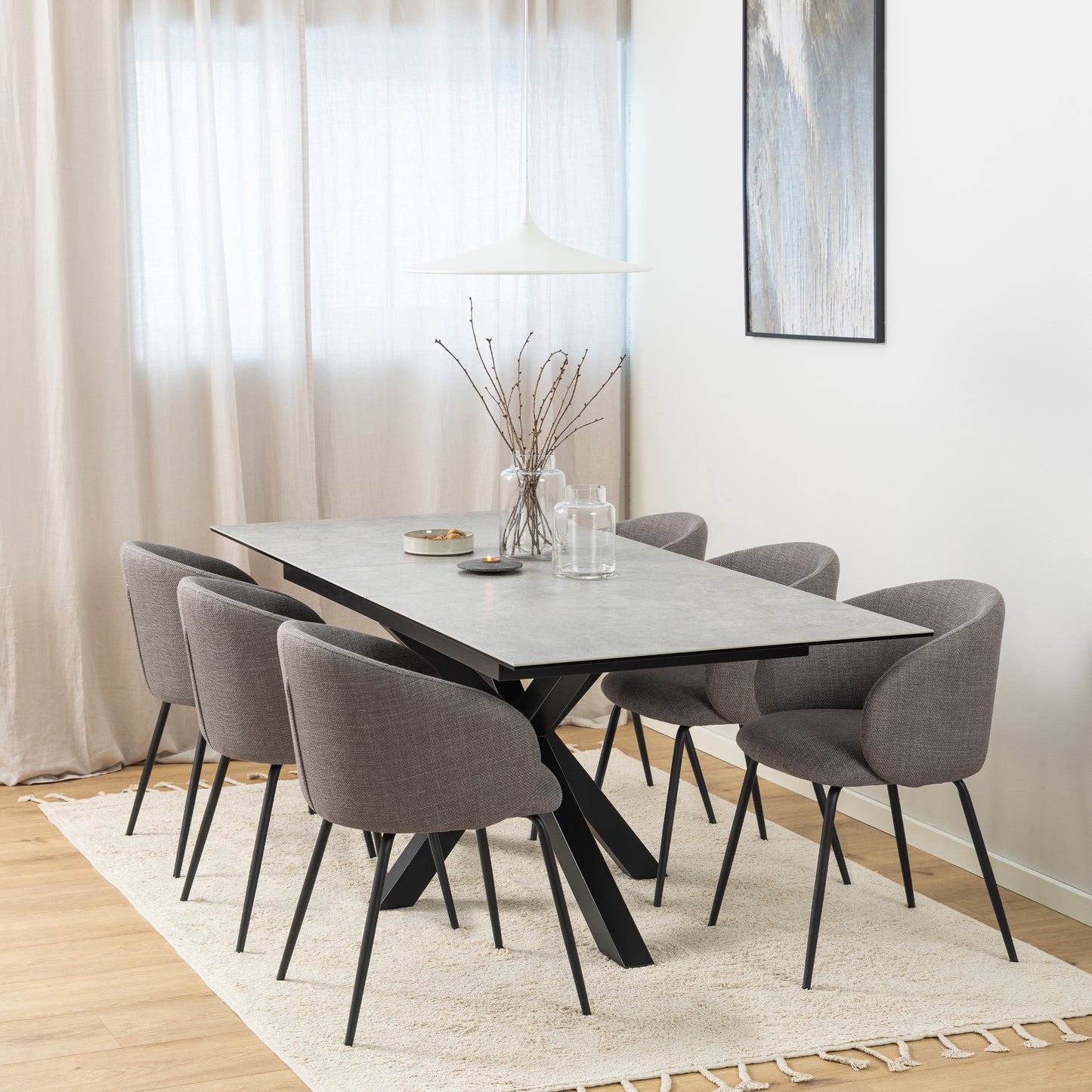 Heaven Extendable Dining Table with Ceramic Grey Top 168–210cm