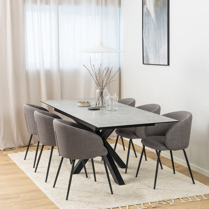 Heaven Extendable Dining Table with Ceramic Grey Top 168–210cm