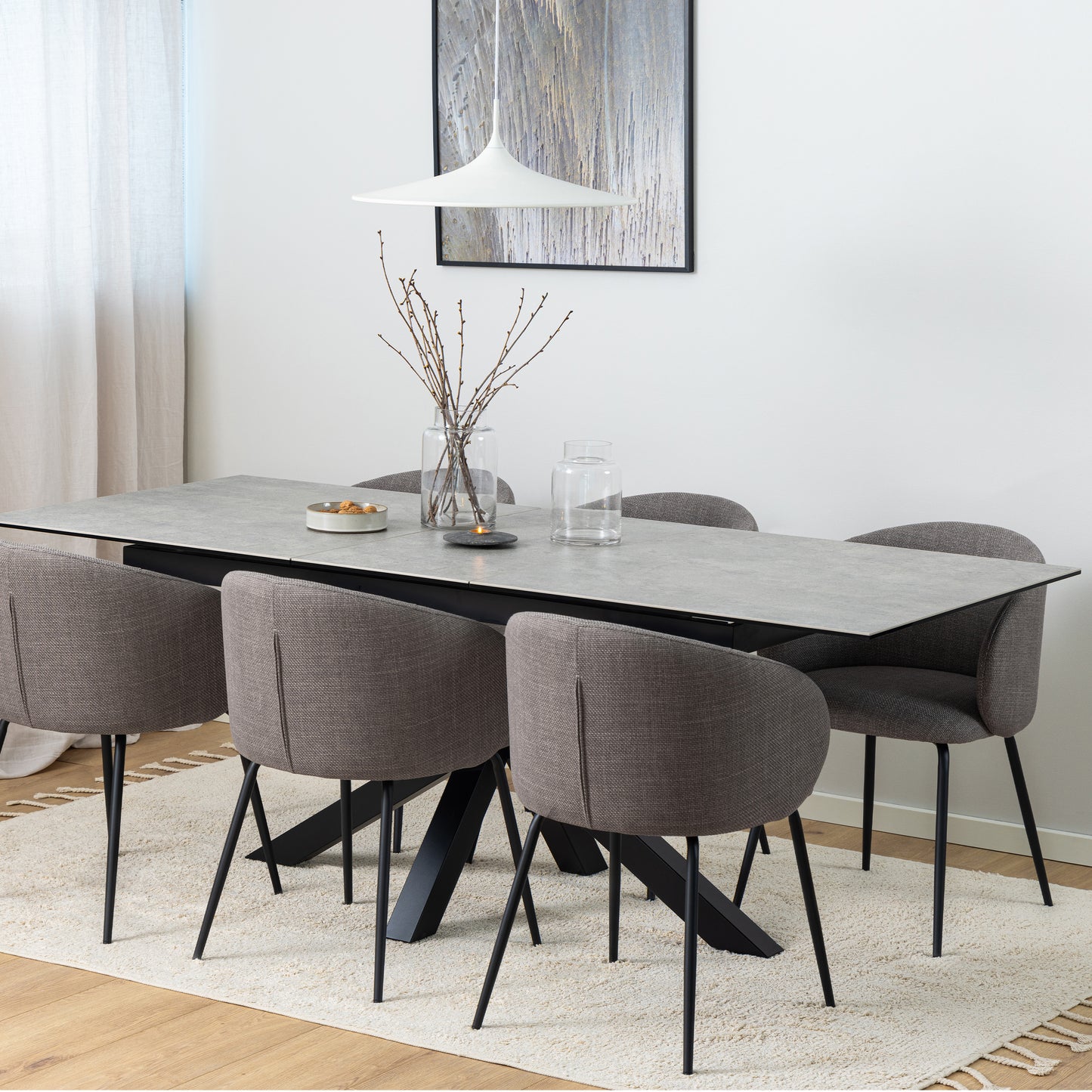 Heaven Extendable Dining Table with Ceramic Grey Top 168–210cm