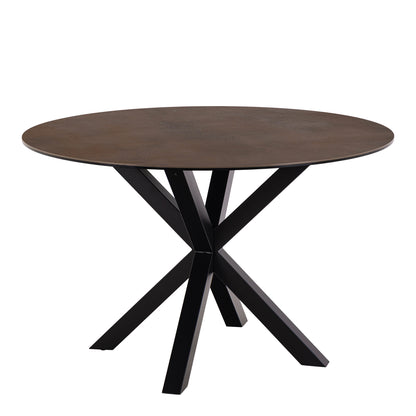 Meridian Round Dining Table with Ceramic Rusty Brown Top