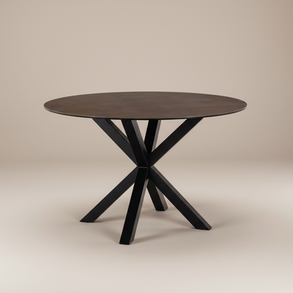 Meridian Round Dining Table with Ceramic Rusty Brown Top