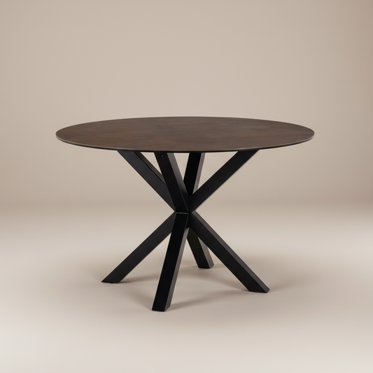 Meridian Round Dining Table with Ceramic Rusty Brown Top
