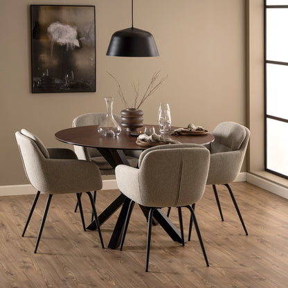 Meridian Round Dining Table with Ceramic Rusty Brown Top