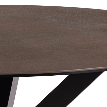 Meridian Round Dining Table with Ceramic Rusty Brown Top