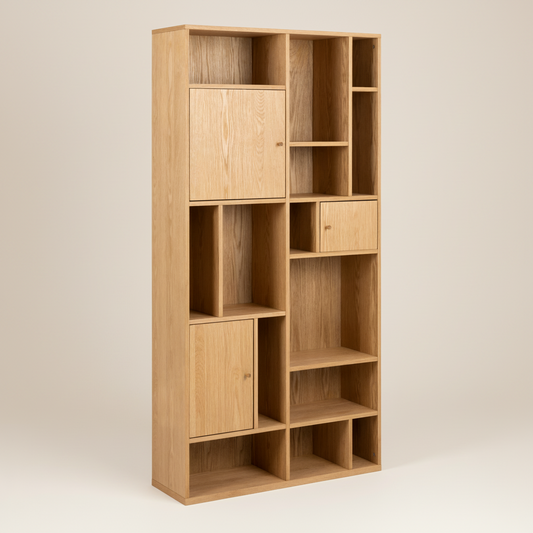 Rangoon 3 Door Large Bookcase in Oak