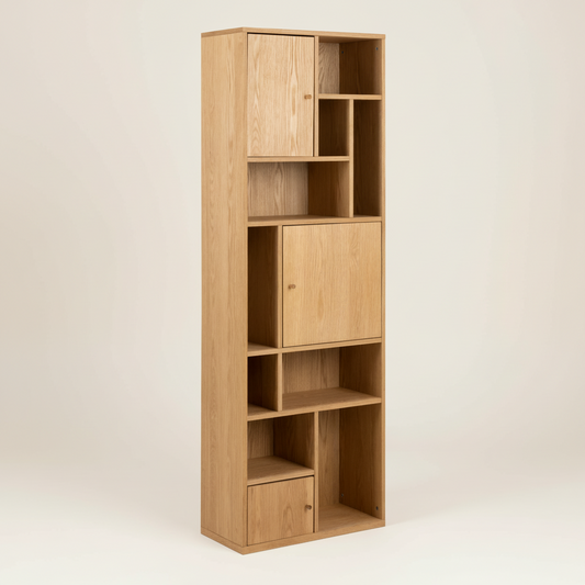 Rangoon 3 Door Bookcase in Oak
