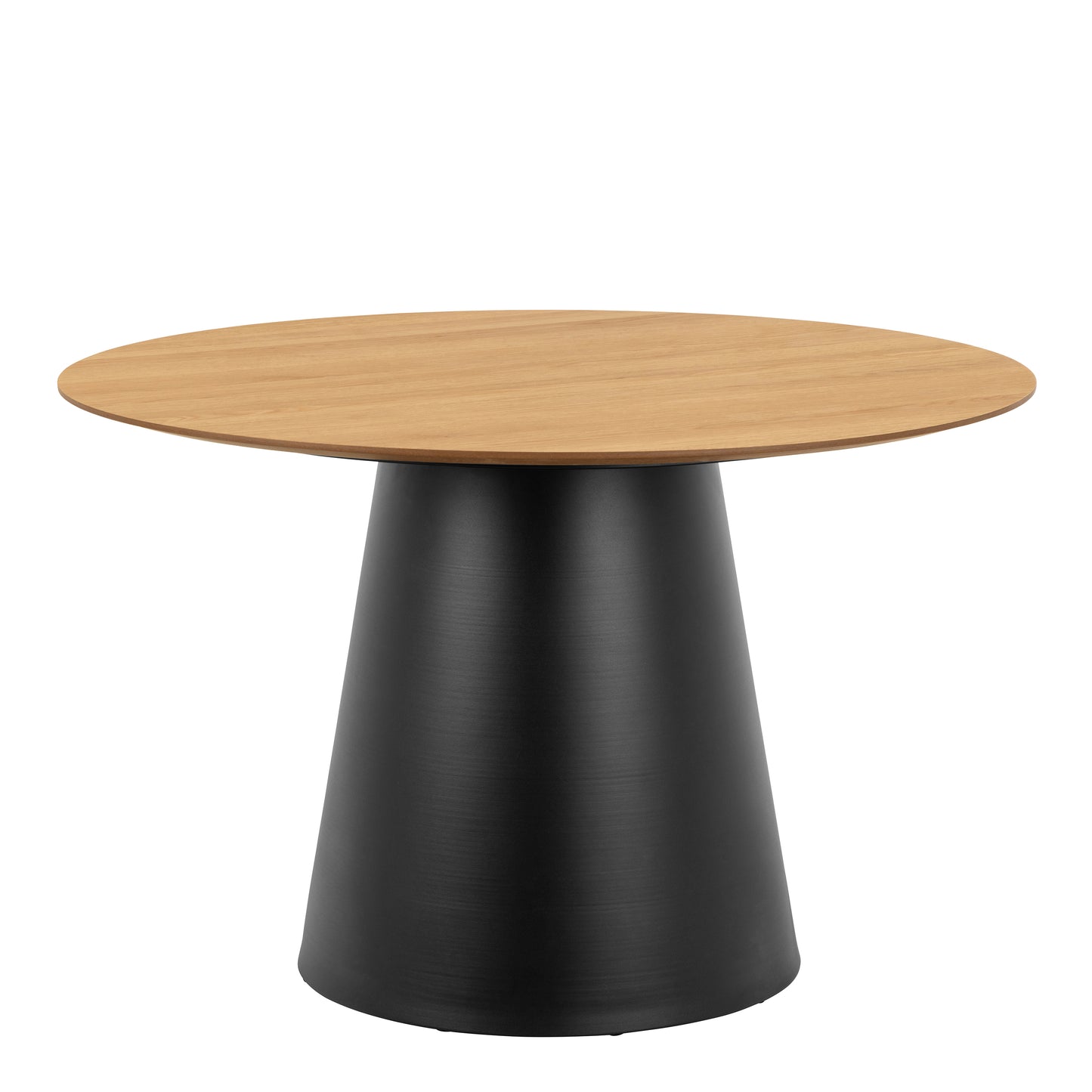 Round Dining Set – Soli Oak & Black Dining Table with 4 Black Darlene Swivel Chairs