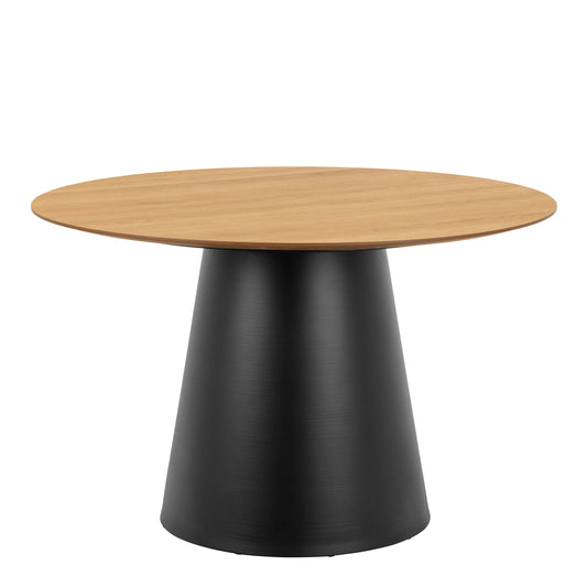 Round Dining Set – Soli Oak & Black Dining Table with 4 Black Darlene Swivel Chairs